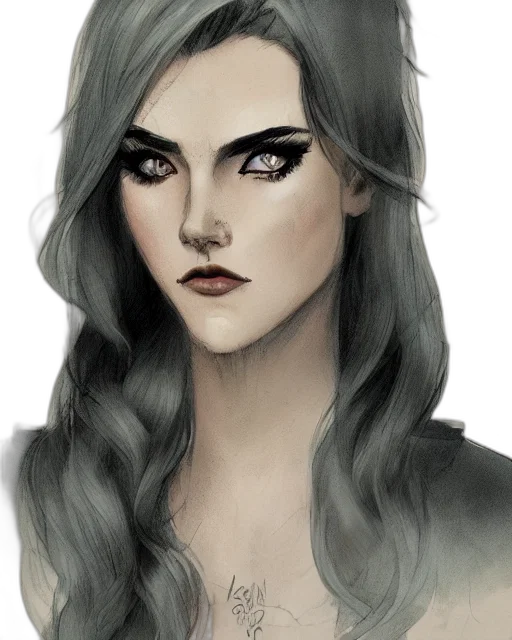 face, hair, fantasy art, concept art, comic book art, watercolor, dark, monochrome transparent PNG cut-out
