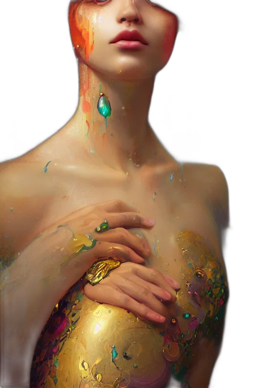 jewelry, crown, dress, face, fantasy art, concept art, photorealistic, oil painting transparent PNG cut-out