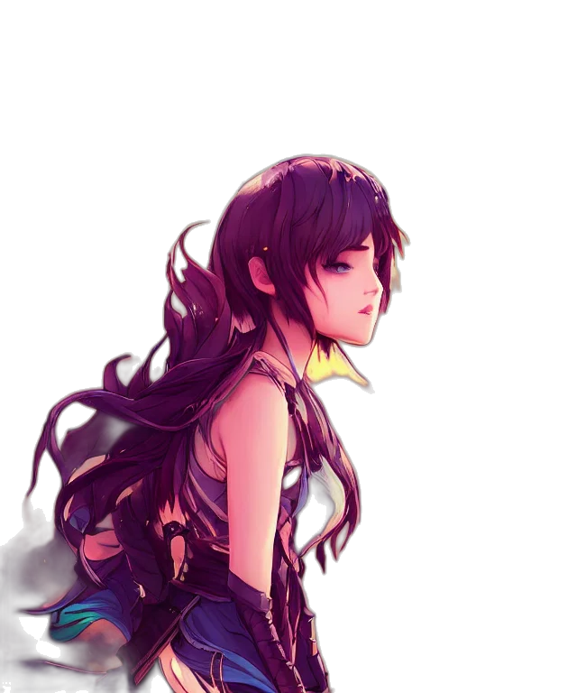 dress, robot, face, weapon, anime, fantasy art, watercolor, cyberpunk transparent PNG cut-out
