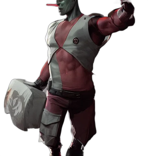 robot, mask, staff, creature transparent PNG cut-out