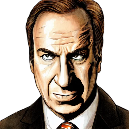 face, comic book art, cartoon, photorealistic, concept art, portrait, saul, goodman transparent PNG cut-out