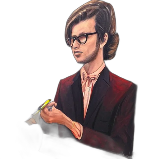 jacket, staff, hair, face transparent PNG cut-out