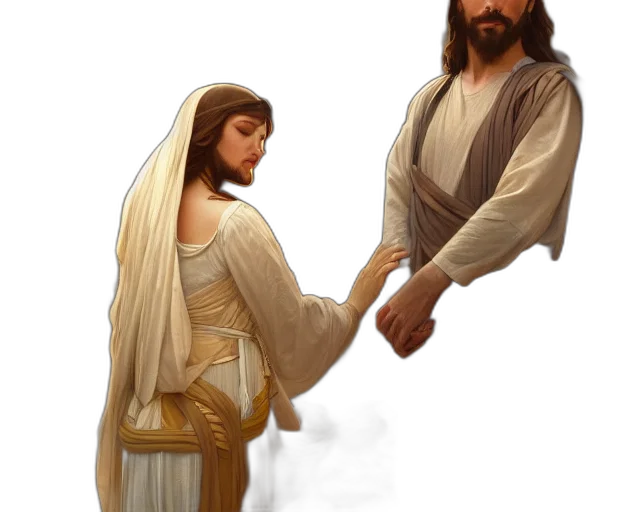 concept art, photorealistic, 3d render, pixel art, photography, jesus, coupling, women transparent PNG cut-out
