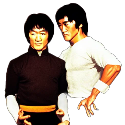 pixel art, concept art, photorealistic, comic book art, jackie, chan, bruce, lee transparent PNG cut-out