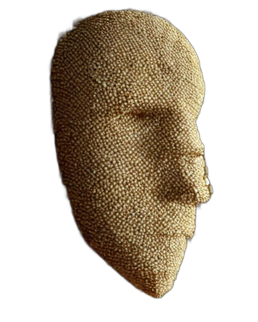 mask, face, hat, crown, photorealistic, 3d render, concept art, golden transparent PNG cut-out