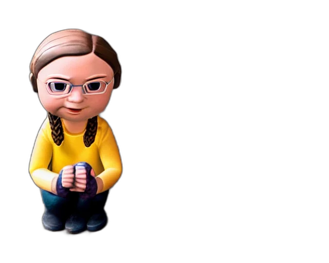 staff, 3d render, cartoon, pixel art, concept art, greta, thunberg, figurine transparent PNG cut-out