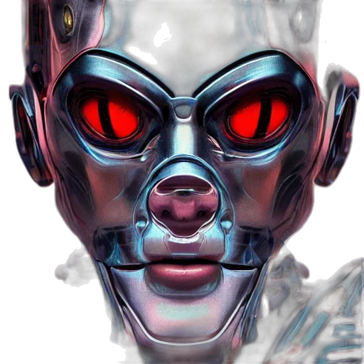 robot, face, mask, cyberpunk transparent PNG cut-out