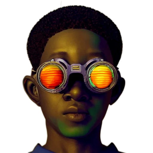 robot, face, mask, jacket, cyberpunk, concept art, 3d render, pixel art transparent PNG cut-out