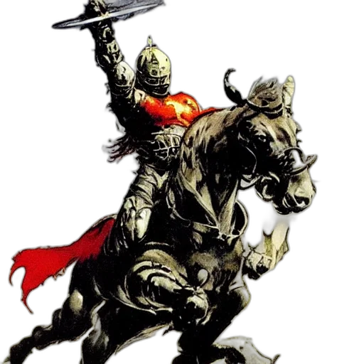 sword, comic book art, concept art, fantasy art, knight, frank, frazetta, cool transparent PNG cut-out