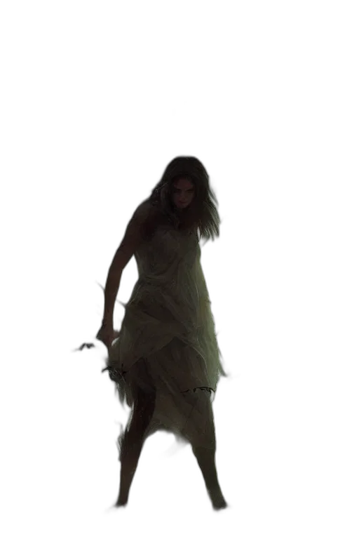 dress, creature, staff, hair, concept art, photorealistic, 3d render, fantasy art transparent PNG cut-out