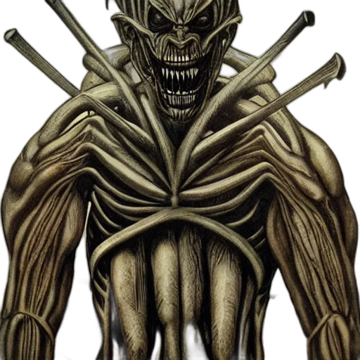 creature, staff, comic book art, concept art, fantasy art, attack, titan, giger transparent PNG cut-out