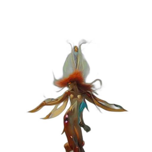 flower, creature, staff, animal, concept art, 3d render, fantasy art, watercolor transparent PNG cut-out