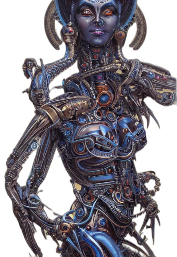 robot, staff, weapon, jewelry, concept art, cyberpunk, 3d render, fantasy art transparent PNG cut-out