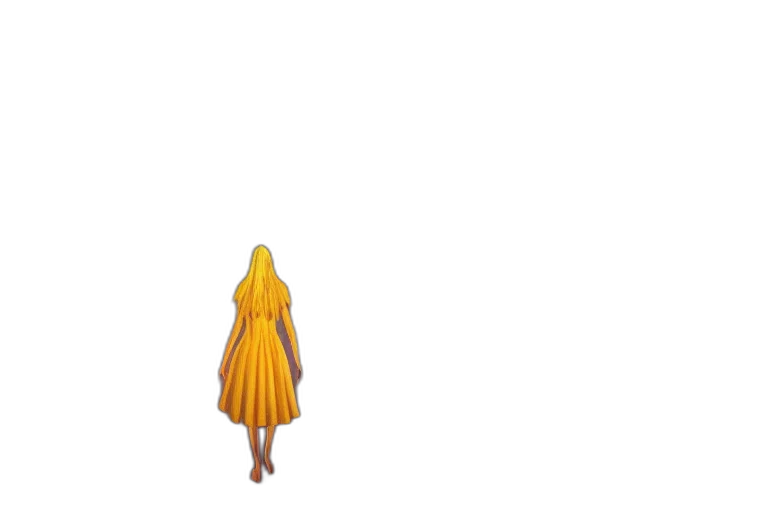 dress, hair, umbrella, creature, pixel art, 3d render, concept art, photorealistic transparent PNG cut-out