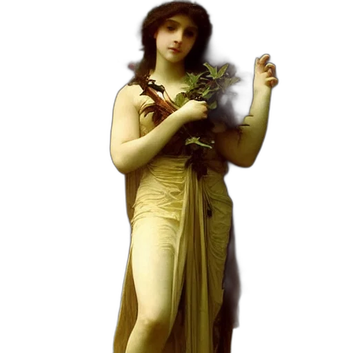 dress, jewelry, staff, flower, photorealistic, oil painting, concept art, fantasy art transparent PNG cut-out