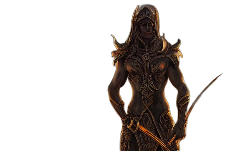 dress, concept art, fantasy art, comic book art, 3d render, dark, elf, fantasy transparent PNG cut-out