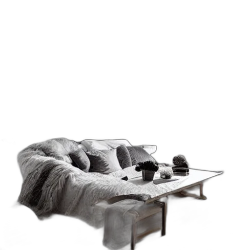 furniture, jacket, 3d render, photorealistic, concept art, fog, monochrome, earth tones transparent PNG cut-out