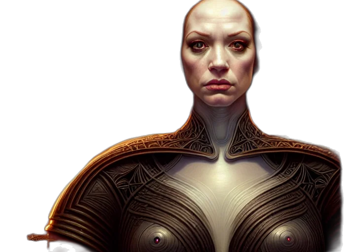 robot, face, concept art, fantasy art, comic book art, 3d render, symmetrical, upper transparent PNG cut-out