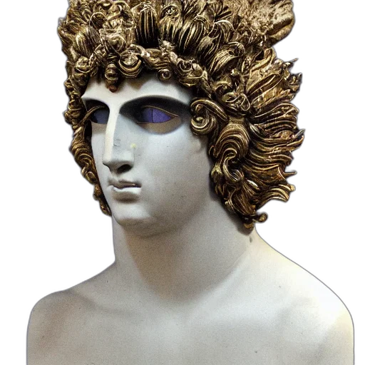 mask, crown, face, hair, vaporwave, photorealistic, 3d render, fantasy art transparent PNG cut-out