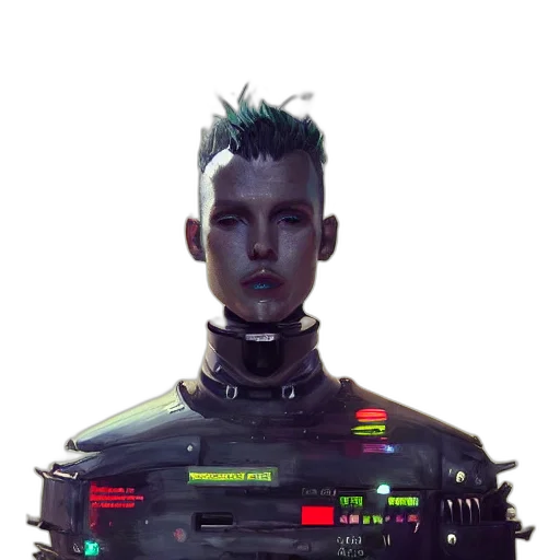 robot, face, staff, jacket transparent PNG cut-out