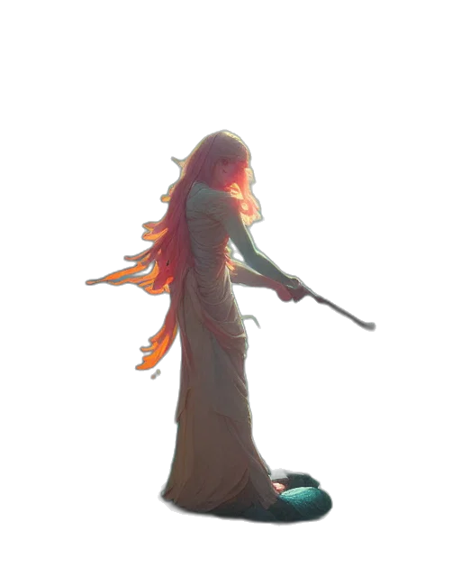 staff, dress, weapon, sword, concept art, fantasy art, 3d render, pixel art transparent PNG cut-out