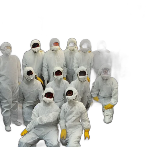 mask, jacket, staff, wide, shot, photo, group, scientists transparent PNG cut-out
