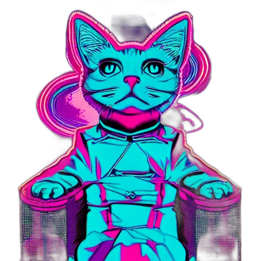 robot, vaporwave, cyberpunk, cartoon transparent PNG cut-out
