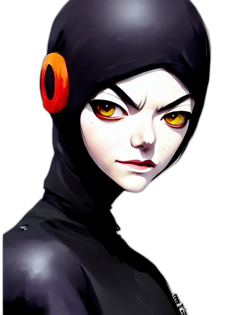 mask, face, hat, staff, comic book art, concept art, cyberpunk, fantasy art transparent PNG cut-out