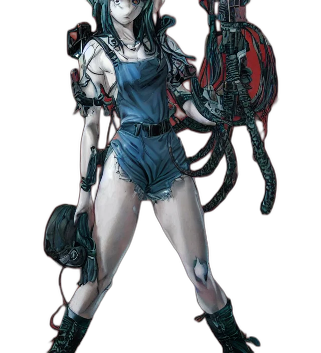 robot, weapon, concept art, cyberpunk, comic book art, fantasy art, blue, full transparent PNG cut-out