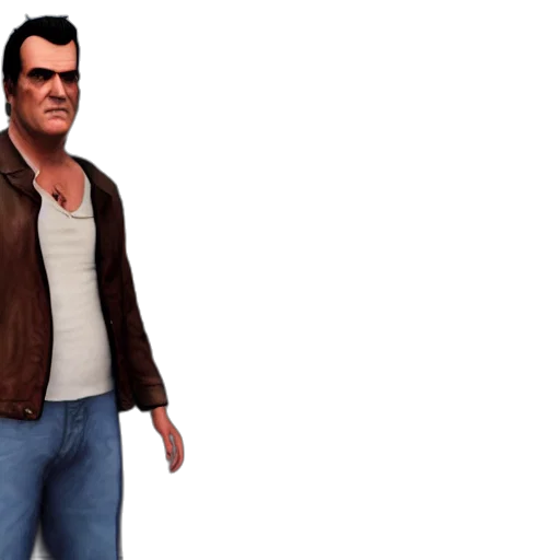 jacket, 3d render, concept art, photorealistic, cartoon, screenshot, bruce, campbell transparent PNG cut-out