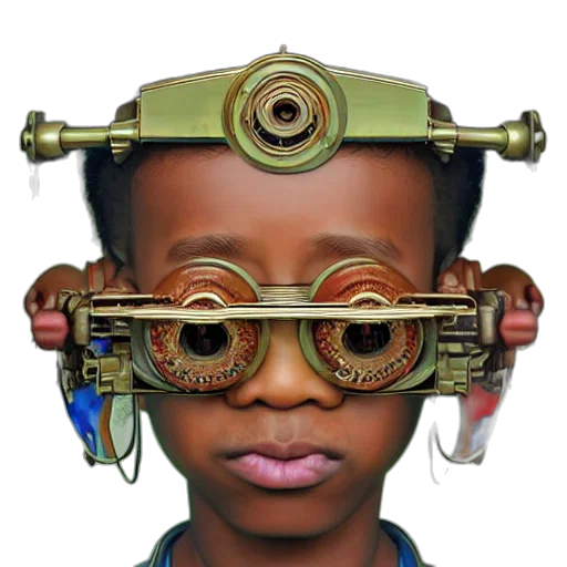 robot, mask, face, staff, 3d render, concept art, photorealistic, cyberpunk transparent PNG cut-out