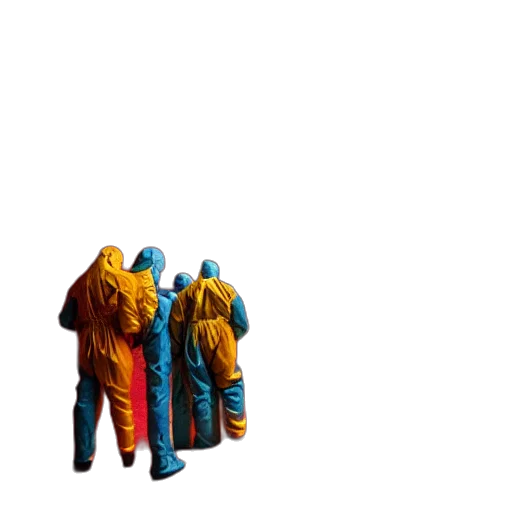 jacket, mask, staff, robot, 3d render, concept art, pixel art, vaporwave transparent PNG cut-out