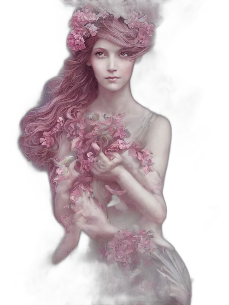 dress, crown, jewelry, flower, fantasy art, photorealistic, oil painting, concept art transparent PNG cut-out