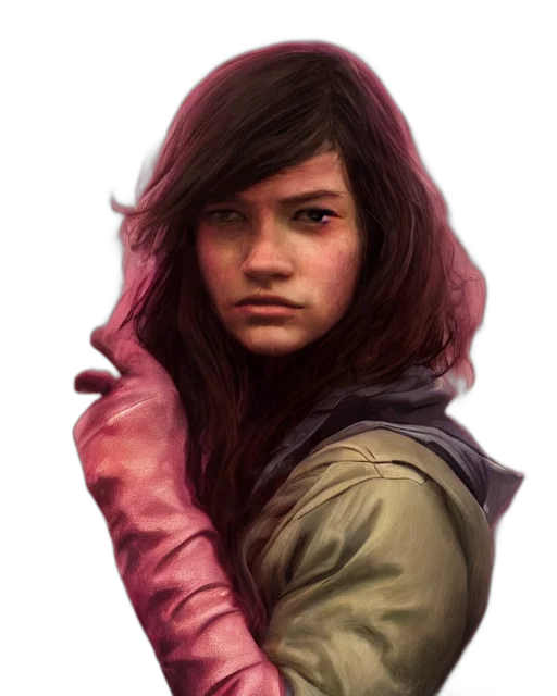 jacket, face, weapon, hair transparent PNG cut-out