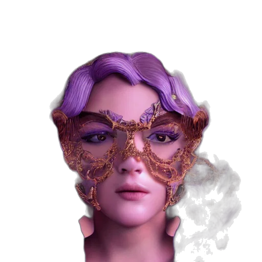mask, face, crown, jewelry, fantasy art, concept art, 3d render, cyberpunk transparent PNG cut-out