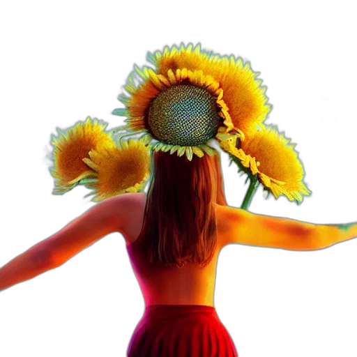 flower, hat, dress, crown, 3d render, photorealistic, head, made transparent PNG cut-out