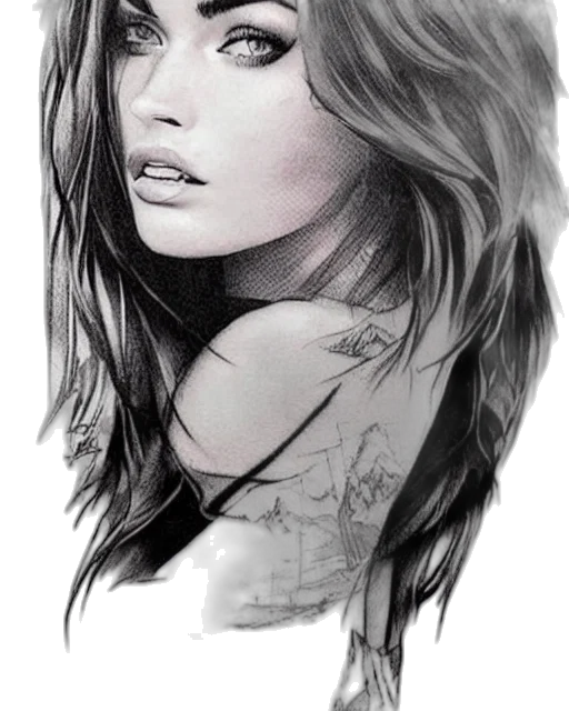 face, hair, jewelry, photorealistic transparent PNG cut-out