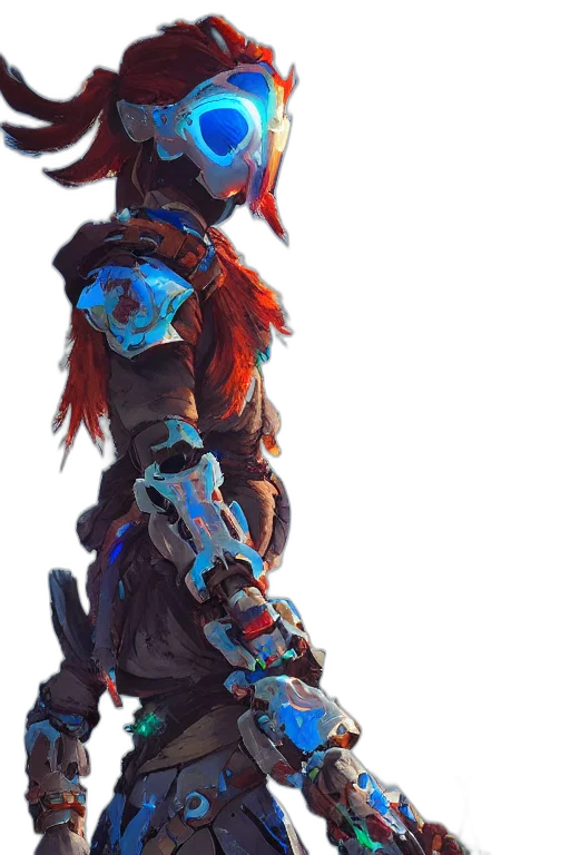 robot, weapon, mask, sword, concept art, cyberpunk, 3d render, fantasy art transparent PNG cut-out