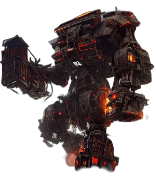 robot, weapon, concept art, 3d render, fantasy art, giant, bipedal, imperator transparent PNG cut-out