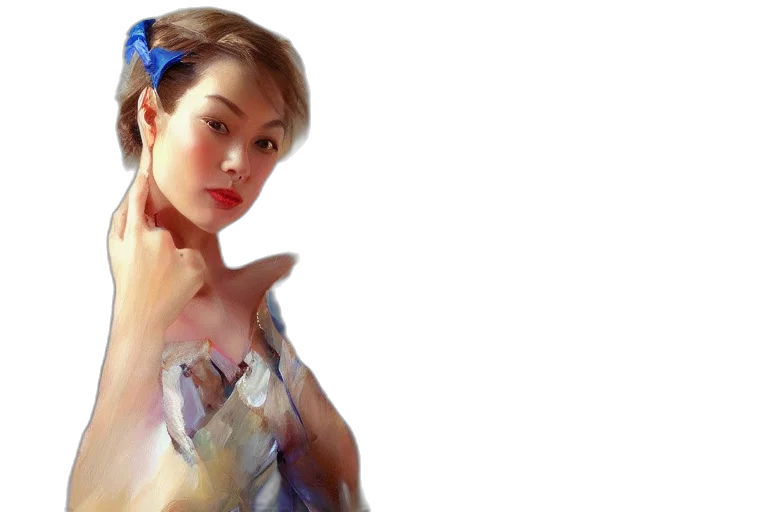 dress, oil painting, photorealistic, fantasy art, concept art, blue, pastel, cloisonnism transparent PNG cut-out