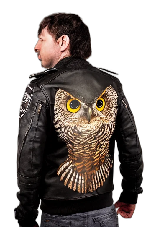 jacket, photorealistic, concept art, owl transparent PNG cut-out