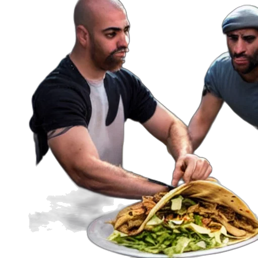 food, photorealistic, concept art, 3d render, man, lost, sword, fight transparent PNG cut-out