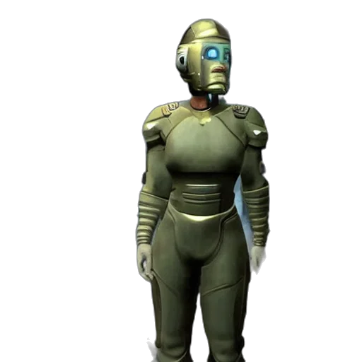 robot, staff, concept art, 3d render, cyberpunk, outer space, green, earth tones transparent PNG cut-out
