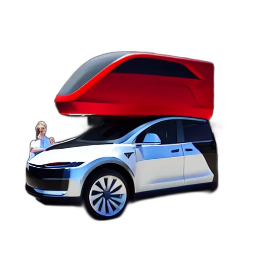 car, robot, 3d render, concept art, photorealistic, cartoon, tesla, hovering transparent PNG cut-out