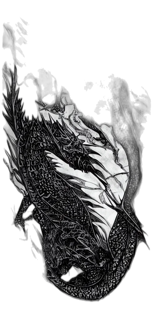 dragon, creature, sword, weapon, comic book art, fantasy art, concept art, pencil sketch transparent PNG cut-out