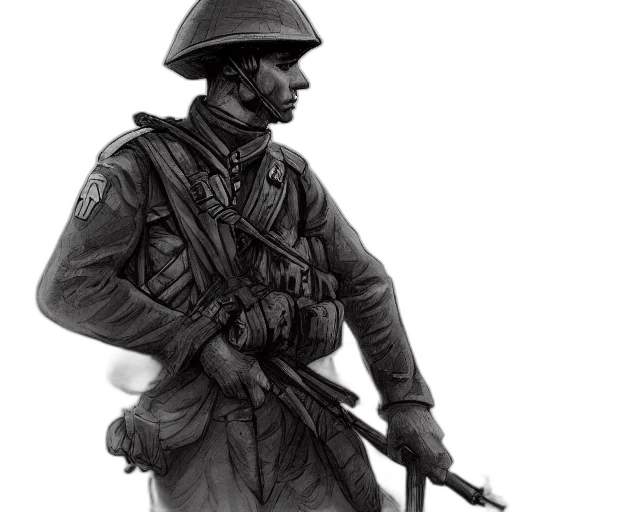 weapon, staff, jacket, hat transparent PNG cut-out