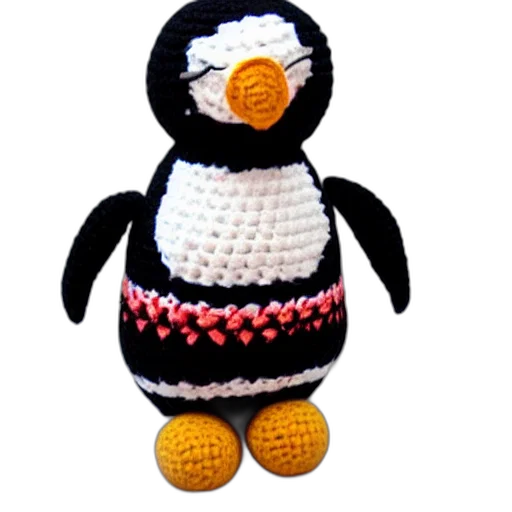 pixel art, crocheted, penguin, doll transparent PNG cut-out