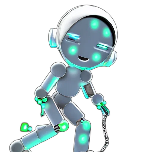 robot, staff, 3d render, cyberpunk transparent PNG cut-out