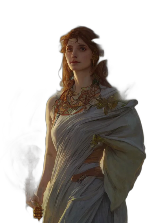 dress, crown, jewelry, staff transparent PNG cut-out