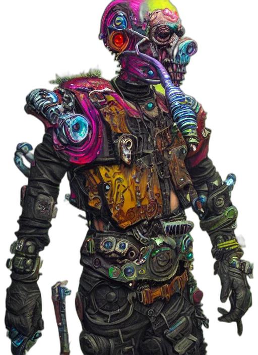 robot, staff, jacket, creature transparent PNG cut-out